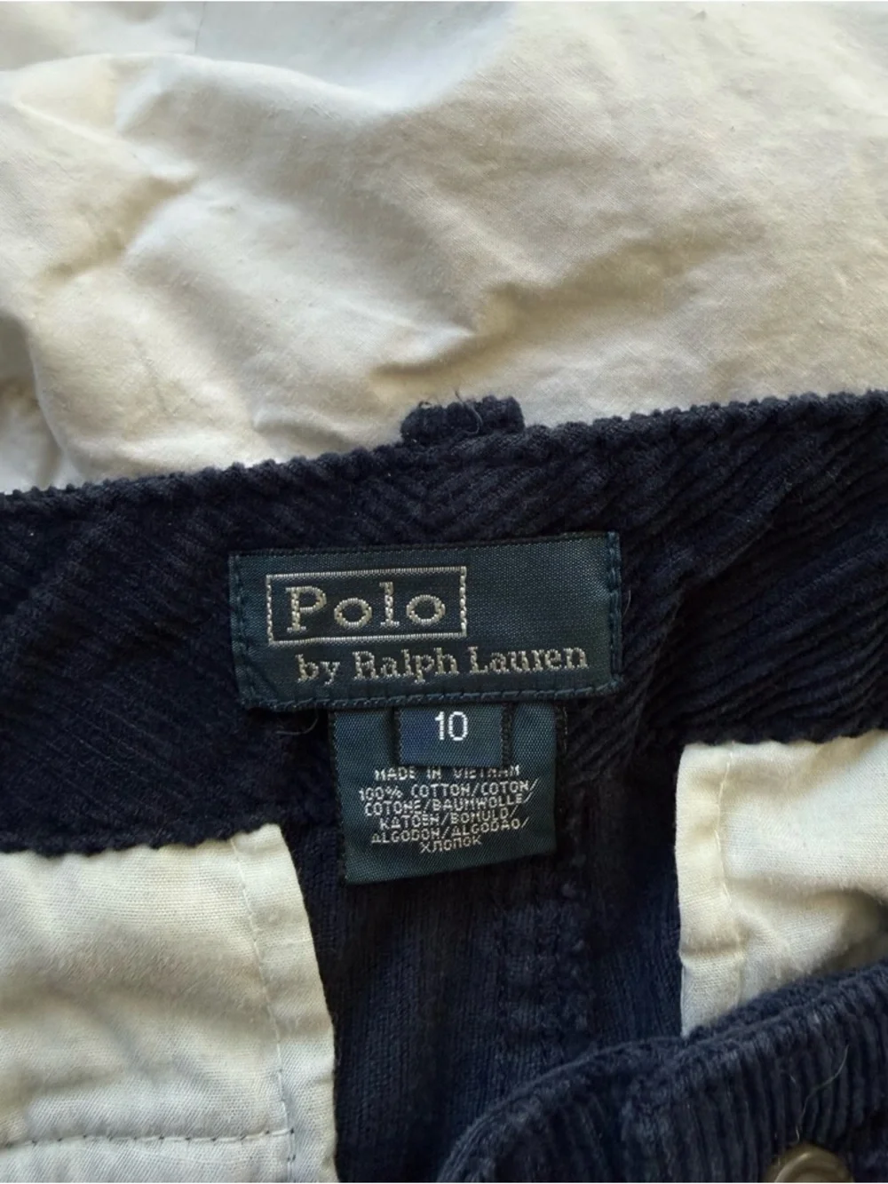 Ralph Lauren Navy Blue Corduroy Straight Leg Boys Pants size 10 years